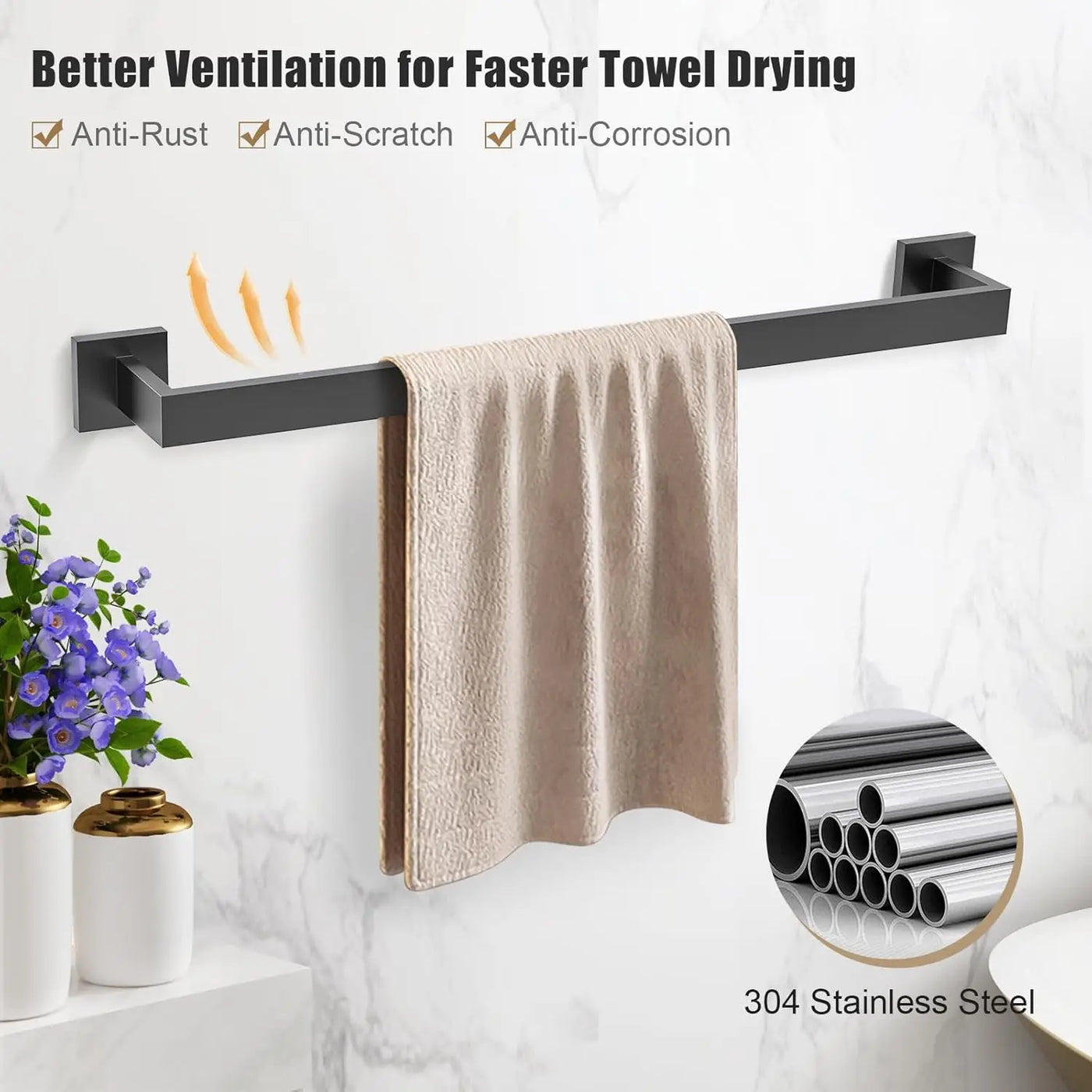 Bathroom Set  Stainless Steel Towel Ring Holder
